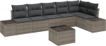6-teilige Garten Sofaset mit Kissen Schwarz Poly Rattan Gartenlounge Model3347089