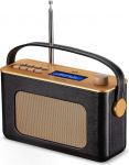 UEME Retro digitaalne raadio Bluetoothiga, DAB+ DAB FM-raadio, &auml;ratuskell ja nahkplokkidega (must)