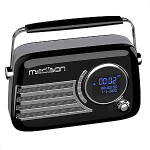 Madison - FREESOUND-VR40BK-DAB - Vintage DAB+ raadio pika aku kestvusega - DAB+, FM, Bluetooth & USB - Subwoofer tagak&uuml;ljel - Must l&auml;ikiv - Vintage, Nostalgia, Retro