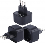 DentJet Europe to Italy/Chile Plug Adapter, EU Schuko Plug Fit to Italian/Chilean Female, Europe/Germany/French Type C/E/F Plug to Type L Travel Plug Converter (Pack of 3)