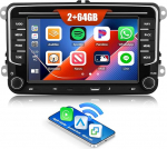 2G + 64G CAMECHO Android 13 autoraadio VW Golf 5 Polo Seat Skoda jaoks koos Navi Carplay Android autoga, 7-tolline Double DIN autoraadio puuteekraan Bluetooth peeglilink FM/RDS WiFi SWC ja USB-ga
