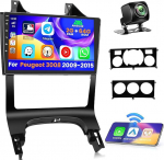 Inefala 2 + 64G Android 15 CarPlay raadio Peugeot 3008 2009-2015, 9-tolline puuteekraan juhtmevaba CarPlay ja Android Car, tugi GPS navigatsioonilink peegel Bluetooth RDS AHD Wi-Fi DSP