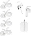 Adhiper 4 Paar Ohrb&uuml;gel f&uuml;r AirPods 4. 【Zus&auml;tzliche Aufbewahrungstasche und Karabiner】Anti-Rutsch-Sport-Ohrb&uuml;gel, Ohrh&ouml;rer-Zubeh&ouml;r, kompatibel mit AirPods der 4. Generation (valge)