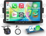 Hodozzy Carplay autoraadio Renault Captur Dacia Sandero Duster Logan Lodgy koos GPS/WiFi, Renault autoraadio 8-tolline 2 DIN Bluetooth Android Car / 32 EQ/FM/RDS/SWC/USB + tagurduskaamera