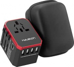 hyleton universaalne reisimisadapter 4 USB pordiga 1 C-t&uuml;&uuml;pi ja AC-pistikuga rahvusvaheline reisimisadapter &uuml;lemaailmselt USA UK EL jaoks
