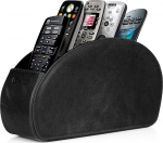 Londo puldi hoidja 5 taskuga - DVD, Blu-Ray, TV, Roku v&otilde;i Apple TV puldi hoidmine - Itaalia ehtne nahk mokkavoodriga - &otilde;huke, kompaktne elutoa v&otilde;i magamistoa hoidja