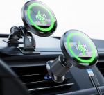 YOSH Mag-Safe Car Mount, mobiiltelefoni hoidja auto laadimisfunktsiooniga, metallist topelt konks ja 3M alus, armatuurlauale v&otilde;i ventilatsioonile, 15 W auto induktiivne laadimisjaam iPhone 16/15/14/13/12 jaoks