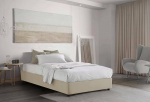 Talamo Italia - Camilla Square and Half Bed, Container Bed with Fabric Cover, 100% Made in Italy, Side Opening, Fits Mattress Cm 120x190, Beige