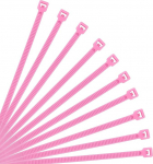 XINGO 500 roosa kaablisidemete pakk, 300 mm x 3,6 mm, 18,2 kg t&otilde;mbetugevus, UV-kindel, iselukustuv kaabliside sise- ja v&auml;litingimustes kasutamiseks.