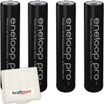 Kraftmax Panasonic Eneloop PRO XX AAA/Mikro akud - uusima p&otilde;lvkonna 950 mAh k&otilde;rgtehnoloogilised akud Kraftmax V5 akukarbis, 4 tk.