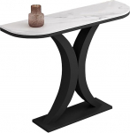 lyxamjrzyp Marmortisch Konsole f&uuml;r Flur, Langer Konsolentisch mit Robustem Metallgestell, Schmaler Sofatisch f&uuml;r Eingang, Flur oder Wohnzimmer(Black,47.2in/120cm)