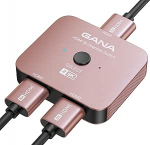 GANA 8K HDMI Splitter, HDMI 2.1 Switch Ultra HD 48Gbps alumiiniumist kahesuunaline HDMI l&uuml;liti 2 in 1 Out v&otilde;i 1 in 2 Out HDMI Switcher, HDMI Splitter toetab TV/PS5 / Xboxi jaoks