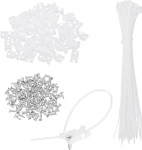 hankekaart 60 St&uuml;ck 2,4 cm Kabelbinder-Sattel-Typ-Halterungen mit 20,3 cm Kabelbindern und M4-Blechschrauben, Draht-Organizer-Halterklemmen-Set, Wei&szlig;