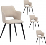 MEUBLE COSY Dining Room Chairs Set of 4 Kitchen Chairs Upholstered Chairs with Armrests Fabric Living Room Chair Metal Legs