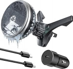 MANKIW Magsafe Car Mount koos laadimisfunktsiooniga 15 W ventilaatoriga [pooljuhtjahutus], magnetiline autolaadija, mis &uuml;hildub iPhone 17/16/15/14/13/12-ga koos sigaretis&uuml;&uuml;taja USB-C-ga