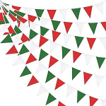 Roosa Blume Party Garland 32 ft Bunting Punane roheline valge Banner Dekoratsioonid J&otilde;ulud Kolmnurk lipp kangast Bunting Garland Streamerid j&otilde;uludeks, head uut aastat, festivalid, p&uuml;had, aed