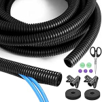 Kabelkanalh&uuml;lse, geteilter Kabelschlauch, Management-Kabelschutz, Tierschutz, schwarz, gewellter Draht-Schutzschlauch von Haustieren, f&uuml;r TV, PC, Auto, B&uuml;ro, Haus, Garten (10 mm x 4 m)