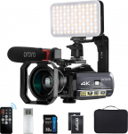 ORDRO AC3 IR &ouml;&ouml;vaatluskaamera 4K videokaamera 1080P 60FPS Vlogi kaamera WiFi videokaamera koos mikrofoni, LED valguse, lainurkobjektiivi, hoidiku, kandekotiga