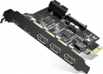 USB-kaart, PCIe laienduskaart, USB-kaart lauaarvutisse, 3 A-t&uuml;&uuml;pi ja 2 C-t&uuml;&uuml;pi porti, PCIe 3.0 Gen 2 kaart 20 Gbps ribalaiusega