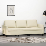 LAPOOH 359339 3-Seater Sofa Cream 180 cm Faux Leather Sofas & Couches Living Room Bedroom Upholstered Sofa