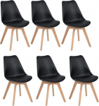 H.J WeDoo 2 x Scandinavian Dining Room Chairs, Upholstered with Leaf Design, for Kitchen, Linen, Wood, Grey