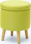 YXZN Stool with Storage Space, Footstool Storage Box, Removable Lid, Padded Seat Made of Linen, Solid Wood