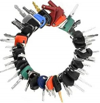 50-TLG. Schl&uuml;sselset f&uuml;r raske Ger&auml;te, Maschinen-Z&uuml;ndschl&uuml;ssel aus Metall, 14 x 17 mm, f&uuml;r Cat/Caterpillar, inkl. Ersatzschl&uuml;ssel, mit verstellbarem Drastring zur einfachen Organ