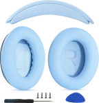 K&otilde;rvapadjad + peapaelad Asendusk&otilde;rvaklapid, mis &uuml;hilduvad Bose QuietComfort 45 QC45 35 QC35 QC35 II k&otilde;rvaklappidega Lihtne DIY kokkupanek Valgusnahast osad (taevasinine)