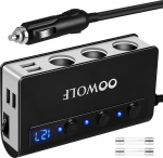 OOWOLF Sigaretis&uuml;&uuml;taja jaotur, QC 3.0 180W 12V/24V, adapteri autolaadija, 3 DC pesa jaotur 4 USB pesa auto jaotur nutitelefoni, tahvelarvuti, GPS, satelliitnavigatsiooni jaoks