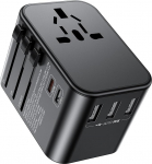 35 W reisiadapter kogu maailmas, pistikupesa adapter 2 USB C, 3USB-A ja 1 AC pistikupesa, rahvusvaheline pistikupesa adapter Saksamaale, USA-le, &Uuml;hendkuningriigile, Prantsusmaale, Hispaaniale, Jaapanile, Taile, Itaaliale, &uuml;le 200 riigile.