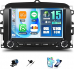 Android 15, 6G + 128G 8-tuumaline GOHHDL autoraadio navigatsioon Fiat 500L 2013-2019, 7-tolline autoekraan 2Din koos traadita CarPlay Android auto WiFi GPS FM / RDS Bluetooth SWC tagurduskaamera + mikrofoniga
