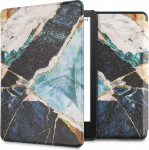 kwmobile Flip Case &uuml;hilduv Amazon Kindle Paperwhite (11. Gen - 2021) - E-lugeri &uuml;mbris - Marmorkuldne valge sinine