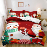 Gezu J&otilde;uluvoodipesu komplekt 135 x 200 cm J&otilde;uluvana Lumemehes mustriga poiste ja t&uuml;drukute j&otilde;ulukingitus Mikrokiust punane peite 135 x 200 cm koos padjap&uuml;&uuml;riga 80 x 80 cm