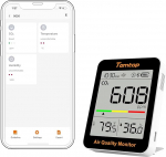 Temtop C1+ CO2 m&otilde;&otilde;tja koos rakendusega, Bluetooth termomeeter, h&uuml;gromeeter CO2 m&otilde;&otilde;tmisega, temperatuuri ja &otilde;huniiskuse andur, nutikas monitor siseruumidesse, kontorisse, elutuppa, kooliruumi.
