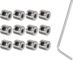 sourcing map 12 Pcs Screw Neck Set 3mm Bore Stainless Steel Shank Collars 8mm OD 7mm Width Landing Gear Stoppers Wheel Collar with Hex Wrench