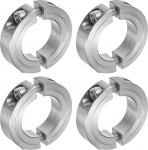 sourcing map 4 x Double Split Clamp Shaft Collar Clamping Rings, 1-1/2" Bore, Two Piece Clamp Collar, 1-5/8" OD, 1/2" Thick, 304 Stainless Steel Axle Collar, Set Bolt Style
