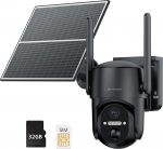 Lemnoi 4G LTE valvekaamera v&auml;ljas aku koos eelpaigaldatud SIM-kaardiga ja SD-kaardiga, 2K PTZ juhtmeta p&auml;ikesepaneeliga v&auml;likaamera, v&auml;rviline &ouml;&ouml;n&auml;gemine, 360&deg; p&ouml;&ouml;ramine, PIR-tuvastus,