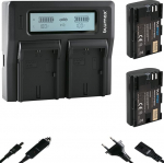 2 x Blumax aku &uuml;hilduv Canon LP-E6NH [2600 mAh] + LCD topeltlaadija LP-E6P LP-E6N LP-E6 Canon EOS R R5 II R6 II R7-5D Mark III IV 7D 90D jaoks.