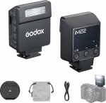 Godox iM22 Mini Camera Flash, 440 v&auml;lku t&auml;isv&otilde;imsusel, sisseehitatud liitium aku, 5 v&otilde;imsuse taset, &uuml;he kontaktiga v&auml;lklambi, &uuml;hildub Nikon, Canon, Sony, Fuji, Panasonic ja Olympus'iga.