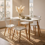 SHANNON/RAVI S&ouml;&ouml;gitoa komplekt laua ja 4 tooliga, valge - s&ouml;&ouml;gilaud v&auml;ike 120 x 70 cm, laud 4 tooliga, s&ouml;&ouml;gitoa m&ouml;&ouml;bel modernse ja skandinaavialiku sisustuse jaoks [Maksimaalne koormus 120 kg].