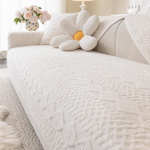 Pehme pluusist diivanikate libisemiskindlad kohevad sektsioonilise diivani katted 3 padja diivanile diivan L Sharp diivan Slipcover lemmikloomadele m&ouml;&ouml;bli kaitsja (1 tk, 36 x 94 tolli, valge)