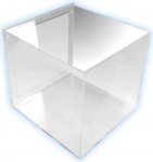 Display case made of transparent acrylic glass for hanging. 30 x 30 x 30 cm. Removable.