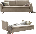 MIUFORM Charming Charlie Slim koos voodikastiga, 3-kohaline diivan, 225 x 90 x 85 cm, diivan, kokkupandav diivan magamisfunktsiooniga (beež)