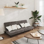 Schlafsofa 2-Sitzer Dunkelgrau Samt mit Holzrahmen, 200x84,5x69 cm, wandelbar zu Bett 200x100x32 cm, bequemes kleines Sofa f&uuml;r Wohnzimmer, B&uuml;ro, Camping, Lounge M&ouml;bel Outdoor