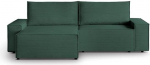 San Remo - nurgadiivan 268 x 158 cm - L-kujuline diivan, diivan, k&uuml;lalisvoodi, diivanvoodi koos voodikastiga, pikendatav diivanvoodi - Corduroy Green (Poso14)