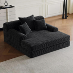 Kaasaegne Chaise Lounge Chair Indoor Corduroy diivanvoodi 3 padjaga No Assembly Cloud Diivan magamistoas elutuppa Must