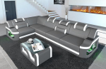 Padua nahast nurgadiivan L-kujuline diivan LED-valgustusega, reguleeritavad peatuged, Chaise Longue / valikuv&otilde;imalus (vasakpoolne nurk / hall / valge)