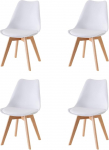 Baroni Home ESS v&otilde;i kontoritool puidust p&ouml;&ouml;gijalgadega, ergonoomiline plasttool integreeritud padjaga, 50 x 48 x 82 cm (valge, 4)