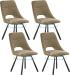 Komplekt 4 p&ouml;&ouml;rlevat s&ouml;&ouml;gitooli, 360&deg; p&ouml;&ouml;rlev tool, polsterdatud tool, imiteeritud ka&scaron;miirist puuvillast, mustade metalljalgadega, s&ouml;&ouml;gituppa, k&ouml;&ouml;ki, elutuppa, khaki v&auml;rvi