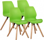 CLP komplekt 4 Luna plastiktooli, kangas, samet, kunstnahk, lamamistoolid puidust raamiga, v&auml;rv: V&auml;rv: roheline, Materjal: roheline, materjal: roheline: Plastist